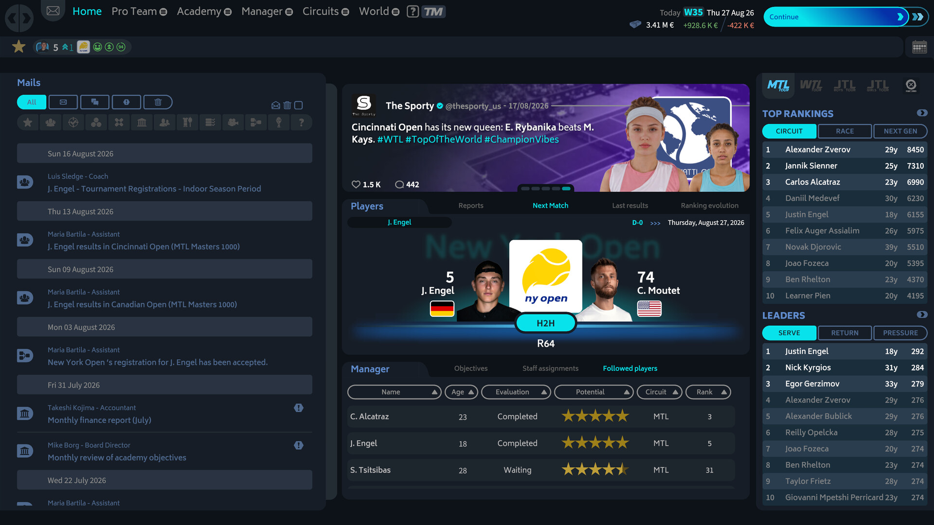 Скриншот Tennis Manager 26